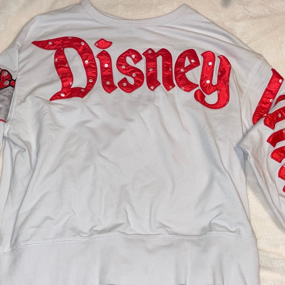 Disneyland Sweatshirt/Sweater, Red and White, Polka Dots, Large